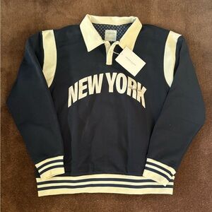 Denim & Flower by Ricky Singh navy New York rugby styled polo